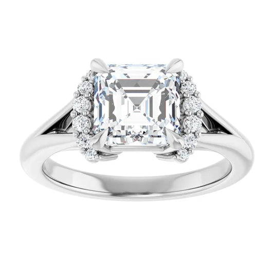 14K White Gold 1.75 CTW Asscher Lab Grown Diamond Engagement Ring with Split Shank- Paul's Jewelers Milwaukee