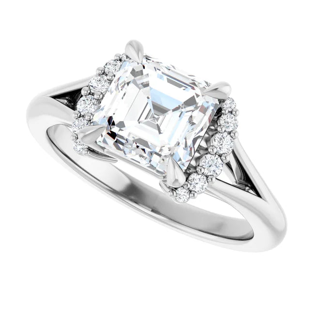 14K White Gold 1.75 CTW Asscher Lab Grown Diamond Engagement Ring with Split Shank- Paul's Jewelers Milwaukee