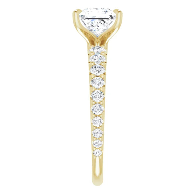 14K White Gold 1.75 CTW Princess-Cut Lab Grown Diamond Engagement Ring with Solitaire and Pavé Band-Pauls Jewelers
