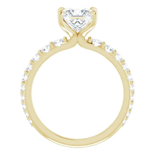 14K White Gold 1.75 CTW Princess-Cut Lab Grown Diamond Engagement Ring with Solitaire and Pavé Band-Pauls Jewelers