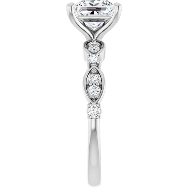 14K White Gold 1.75 CTW Princess Solitaire Lab Grown Diamond Engagement Ring with Pavé Band- Paul's Jewelers Milwaukee