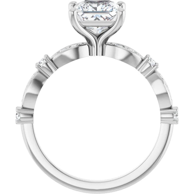14K White Gold 1.75 CTW Princess Solitaire Lab Grown Diamond Engagement Ring with Pavé Band- Paul's Jewelers Milwaukee