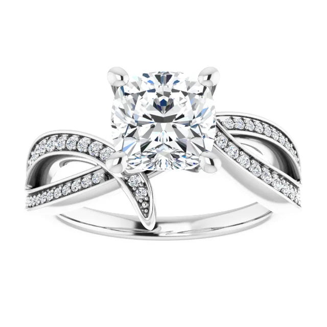 14K White Gold 1.78 CTW Cushion Lab Grown Diamond Engagement Ring with Solitaire and Pavé Band- Paul's Jewelers Milwaukee