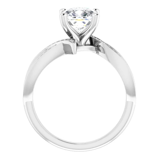 14K White Gold 1.78 CTW Cushion Lab Grown Diamond Engagement Ring with Solitaire and Pavé Band- Paul's Jewelers Milwaukee