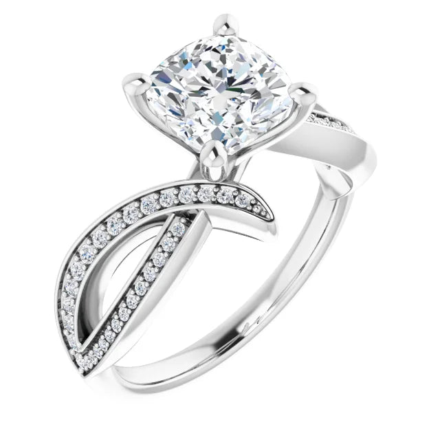 14K White Gold 1.78 CTW Cushion Lab Grown Diamond Engagement Ring with Solitaire and Pavé Band- Paul's Jewelers Milwaukee
