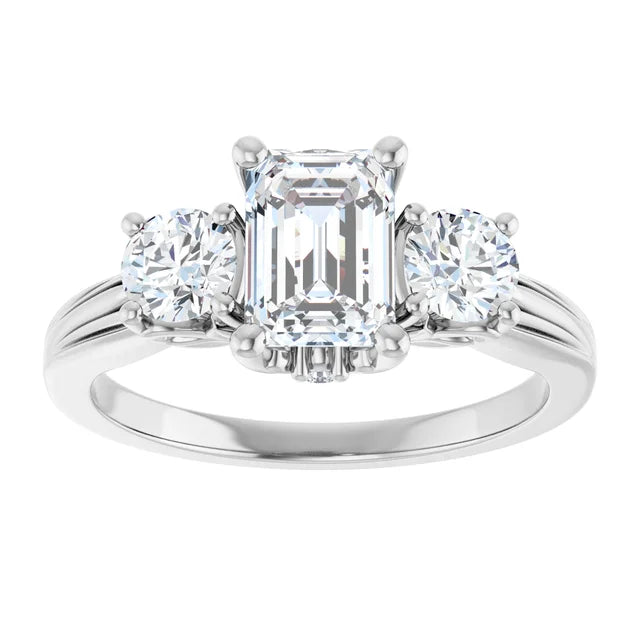 14K White Gold 1.78 CTW Emerald-Cut Lab Grown Diamond Bezel Engagement Ring- Paul's Jewelers Milwaukee