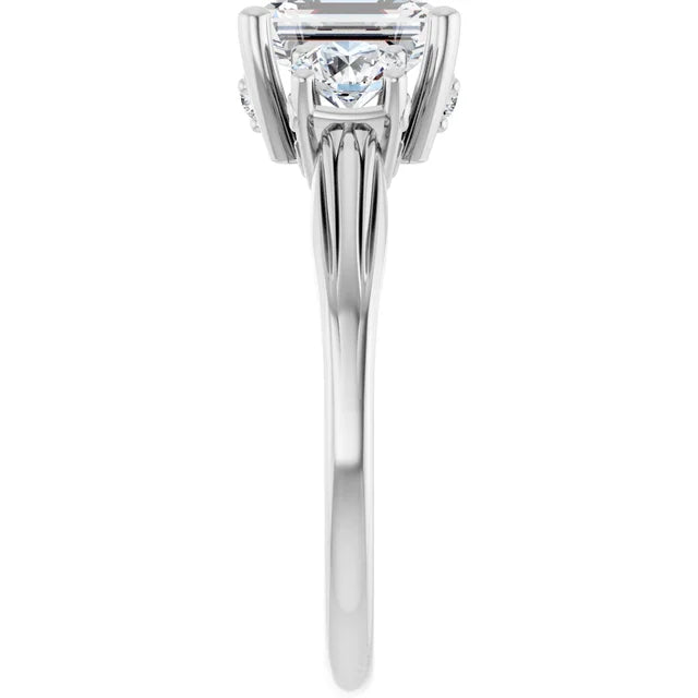 14K White Gold 1.78 CTW Emerald-Cut Lab Grown Diamond Bezel Engagement Ring- Paul's Jewelers Milwaukee