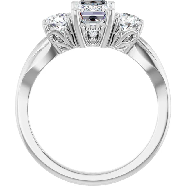 14K White Gold 1.78 CTW Emerald-Cut Lab Grown Diamond Bezel Engagement Ring- Paul's Jewelers Milwaukee
