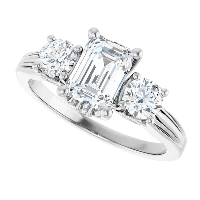 14K White Gold 1.78 CTW Emerald-Cut Lab Grown Diamond Bezel Engagement Ring- Paul's Jewelers Milwaukee