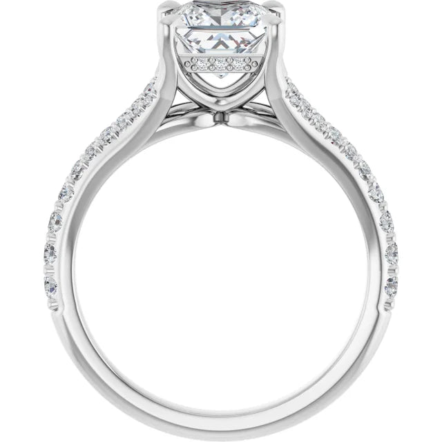 14K White Gold 1.80 CTW Princess Lab Grown Diamond Cathedral Engagement Ring with Split Shank and Pavé Band- Paul's Jewelers Milwaukee