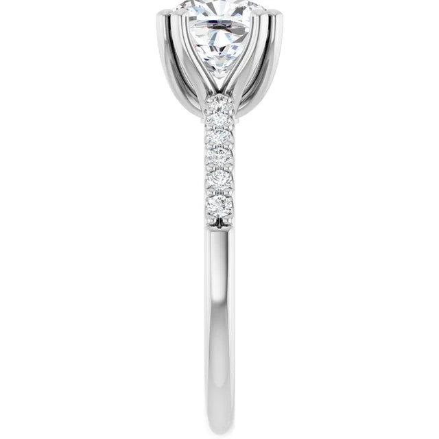 14K White Gold 1.89 CTW Cushion Solitaire Lab Grown Diamond Engagement Ring with Pavé Band- Paul's Jewelers Milwaukee