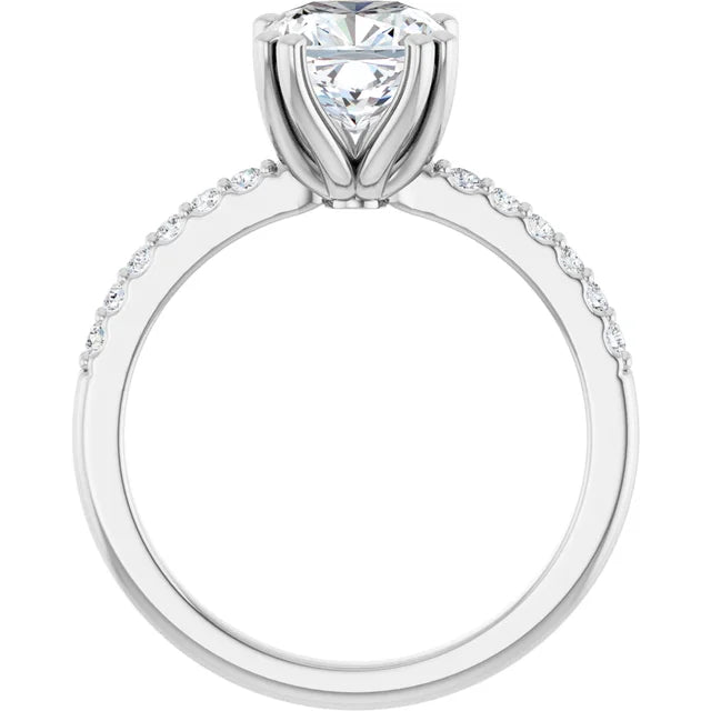 14K White Gold 1.89 CTW Cushion Solitaire Lab Grown Diamond Engagement Ring with Pavé Band- Paul's Jewelers Milwaukee