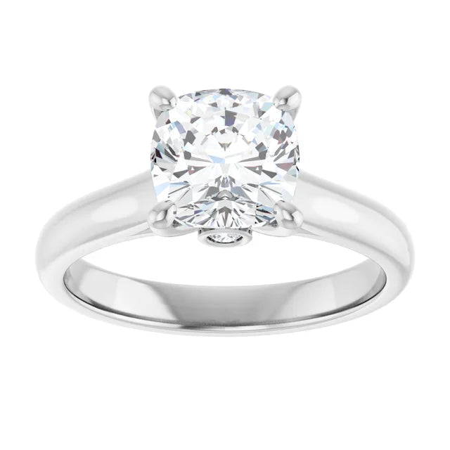 14K White Gold 1.91 CTW Cushion Solitaire Lab Grown Diamond Engagement Ring- Paul's Jewelers Milwaukee