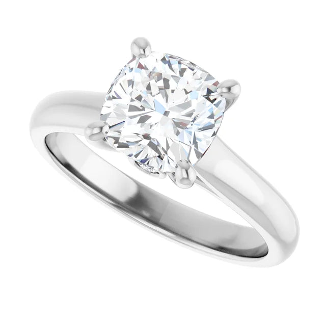 14K White Gold 1.91 CTW Cushion Solitaire Lab Grown Diamond Engagement Ring- Paul's Jewelers Milwaukee