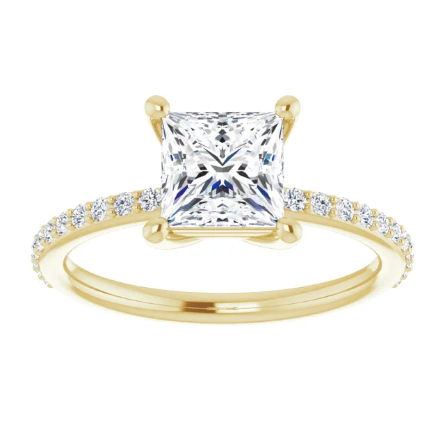 14K White Gold 1.91 CTW Princess-Cut Lab Grown Diamond Engagement Ring with Solitaire and Pavé Band-Pauls Jewelers