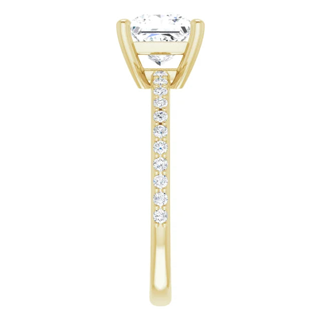 14K White Gold 1.91 CTW Princess-Cut Lab Grown Diamond Engagement Ring with Solitaire and Pavé Band-Pauls Jewelers
