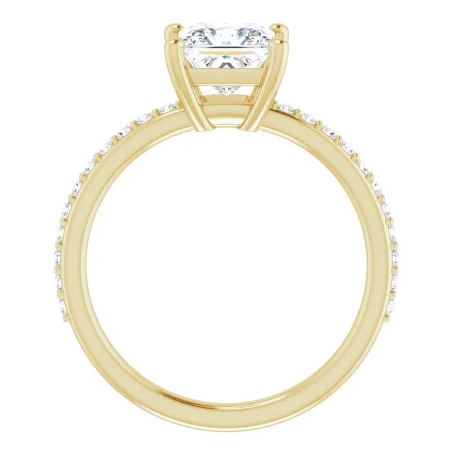 14K White Gold 1.91 CTW Princess-Cut Lab Grown Diamond Engagement Ring with Solitaire and Pavé Band-Pauls Jewelers