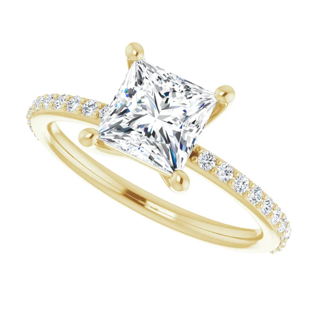14K White Gold 1.91 CTW Princess-Cut Lab Grown Diamond Engagement Ring with Solitaire and Pavé Band-Pauls Jewelers