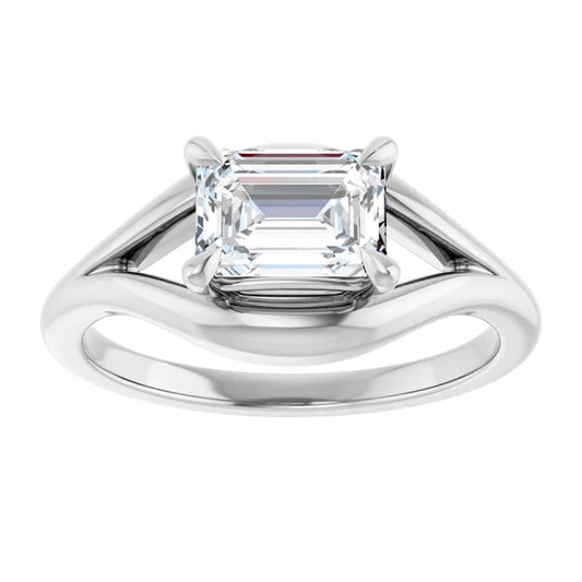 14K White Gold 1.93 CTW Emerald-Cut Lab Grown Diamond Three Stone Engagement Ring- Paul's Jewelers Milwaukee