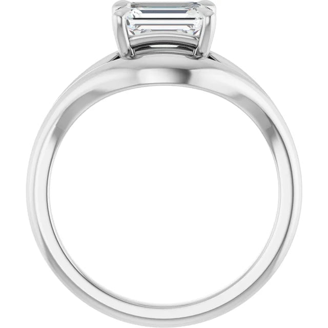 14K White Gold 1.93 CTW Emerald-Cut Lab Grown Diamond Three Stone Engagement Ring- Paul's Jewelers Milwaukee