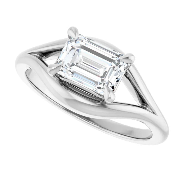 14K White Gold 1.93 CTW Emerald-Cut Lab Grown Diamond Three Stone Engagement Ring- Paul's Jewelers Milwaukee
