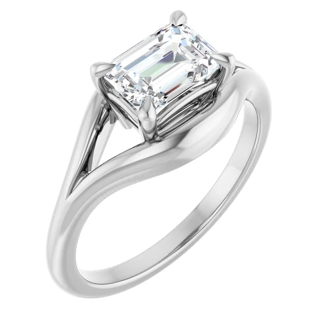14K White Gold 1.93 CTW Emerald-Cut Lab Grown Diamond Three Stone Engagement Ring- Paul's Jewelers Milwaukee