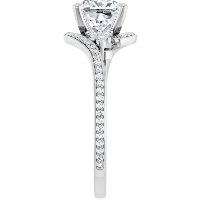 14K White Gold 1.95 CTW Cushion-Cut Lab Grown Diamond Three Stone Engagement Ring- Paul's Jewelers Milwaukee