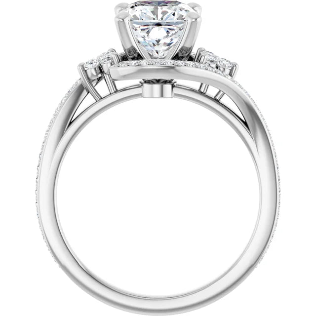 14K White Gold 1.95 CTW Cushion-Cut Lab Grown Diamond Three Stone Engagement Ring- Paul's Jewelers Milwaukee