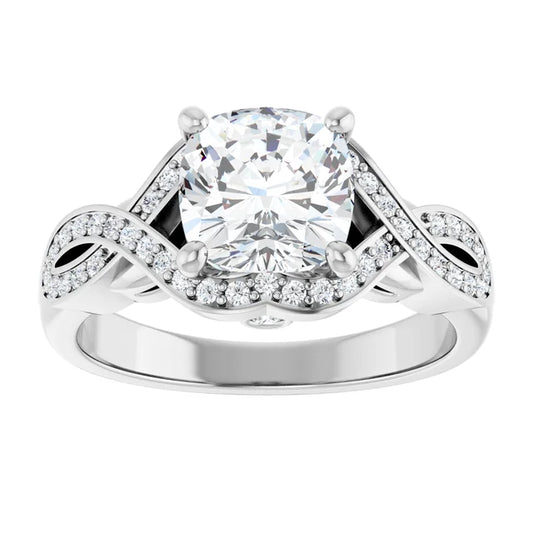 14K White Gold 1.96 CTW Cushion Lab Grown Diamond Engagement Ring with Solitaire and Pavé Band- Paul's Jewelers Milwaukee
