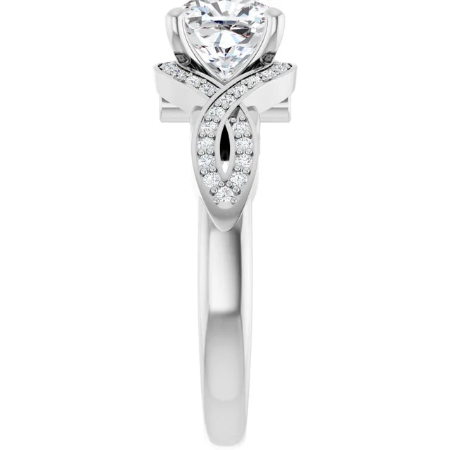 14K White Gold 1.96 CTW Cushion Lab Grown Diamond Engagement Ring with Solitaire and Pavé Band- Paul's Jewelers Milwaukee