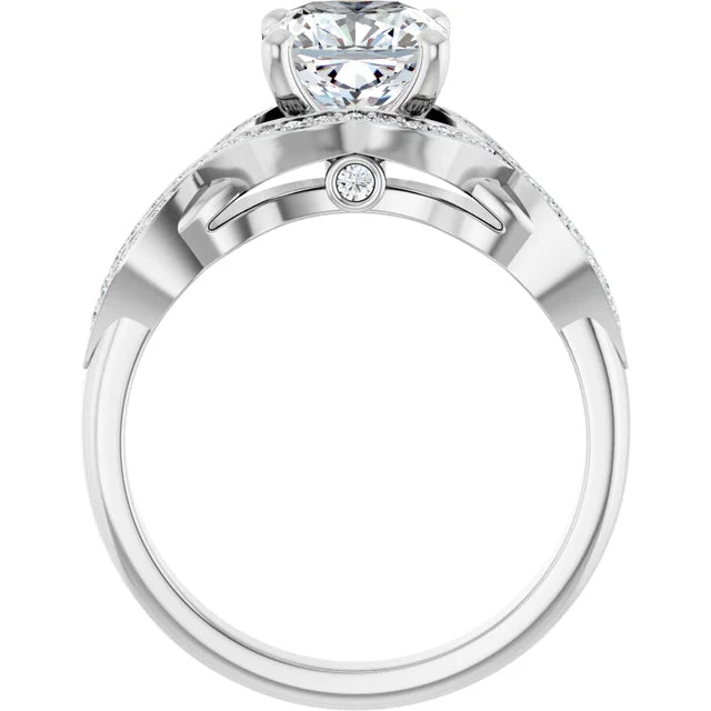 14K White Gold 1.96 CTW Cushion Lab Grown Diamond Engagement Ring with Solitaire and Pavé Band- Paul's Jewelers Milwaukee