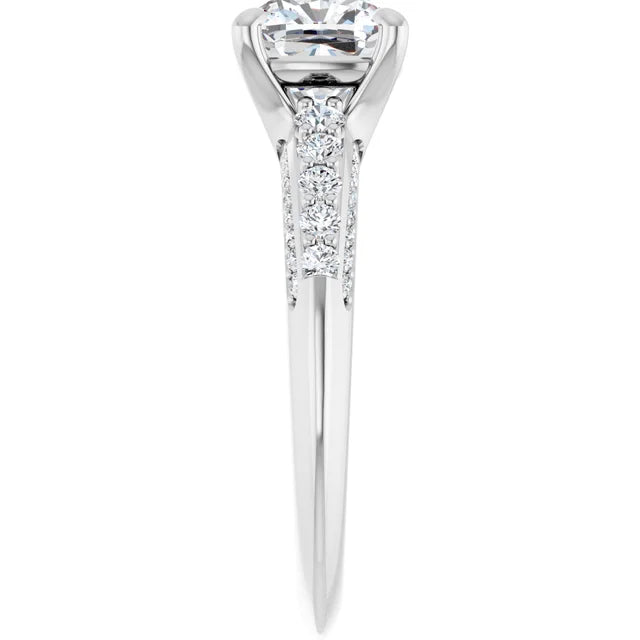 14K White Gold 1.99 CTW Cushion Lab Grown Diamond Engagement Ring with Solitaire and Pavé Band- Paul's Jewelers Milwaukee