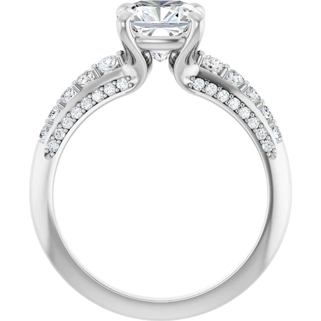 14K White Gold 1.99 CTW Cushion Lab Grown Diamond Engagement Ring with Solitaire and Pavé Band- Paul's Jewelers Milwaukee