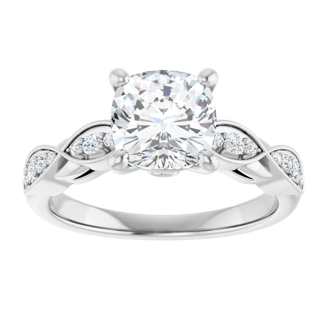 14K White Gold 2.01 CTW Cushion Vintage Inspired Lab Grown Diamond Engagement Ring- Paul's Jewelers Milwaukee