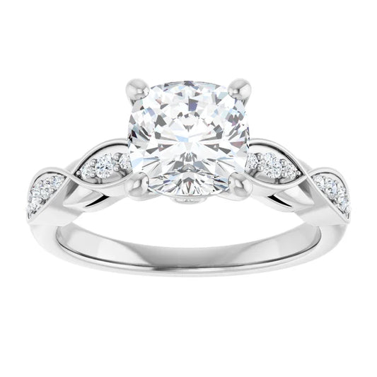 14K White Gold 2.01 CTW Cushion Vintage Inspired Lab Grown Diamond Engagement Ring- Paul's Jewelers Milwaukee
