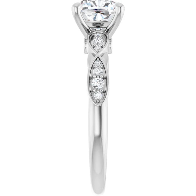 14K White Gold 2.01 CTW Cushion Vintage Inspired Lab Grown Diamond Engagement Ring- Paul's Jewelers Milwaukee