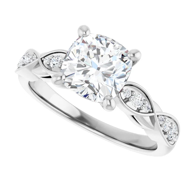 14K White Gold 2.01 CTW Cushion Vintage Inspired Lab Grown Diamond Engagement Ring- Paul's Jewelers Milwaukee