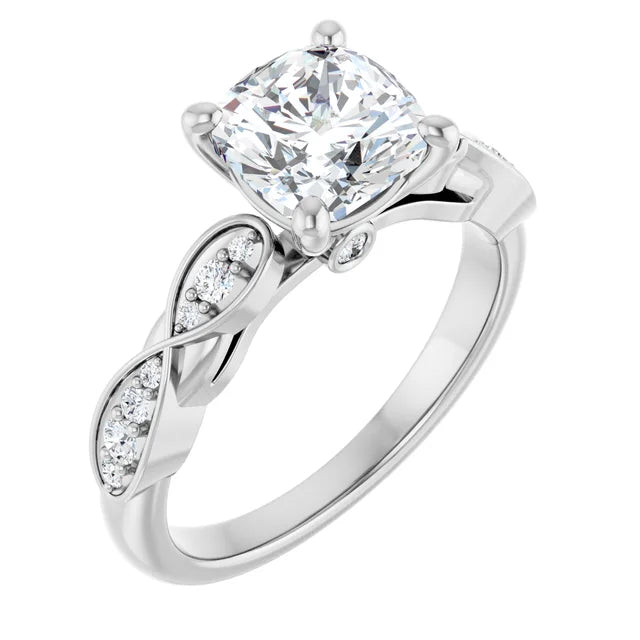 14K White Gold 2.01 CTW Cushion Vintage Inspired Lab Grown Diamond Engagement Ring- Paul's Jewelers Milwaukee