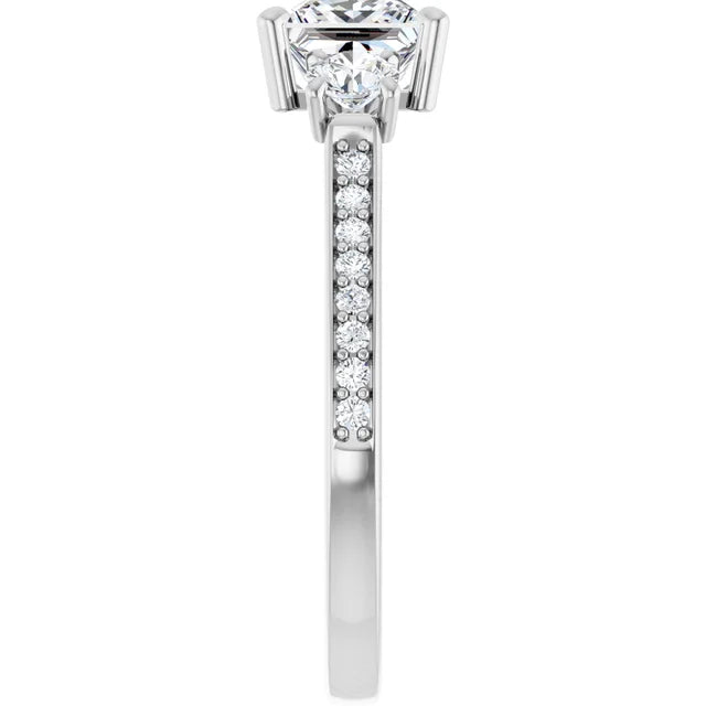14K White Gold 2.01 CTW Princess-Cut Lab Grown Diamond Three Stone Engagement Ring with Channel Set Band- Paul's Jewelers Milwaukee