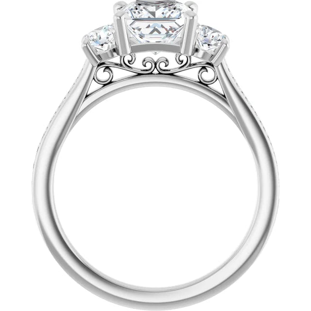 14K White Gold 2.01 CTW Princess-Cut Lab Grown Diamond Three Stone Engagement Ring with Channel Set Band- Paul's Jewelers Milwaukee