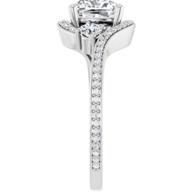 14K White Gold 2.07 CTW Cushion-Cut Lab Grown Diamond Three Stone Engagement Ring- Paul's Jewelers Milwaukee