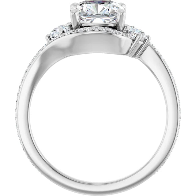14K White Gold 2.07 CTW Cushion-Cut Lab Grown Diamond Three Stone Engagement Ring- Paul's Jewelers Milwaukee