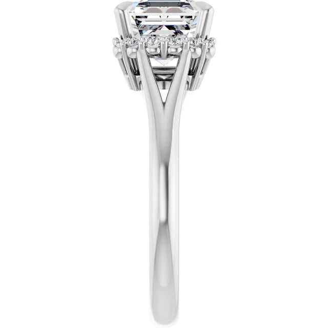 14K White Gold 2.12 CTW Asscher Cluster Lab Grown Diamond Engagement Ring- Paul's Jewelers Milwaukee