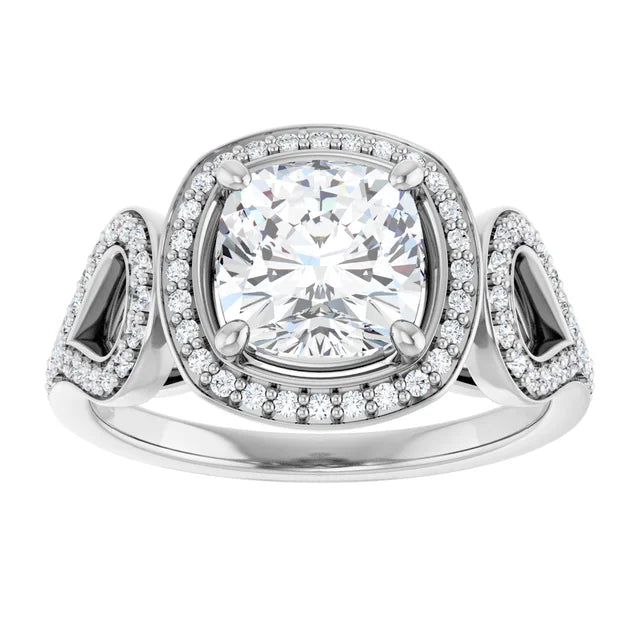 14K White Gold 2.12 CTW Cushion Halo Lab Grown Diamond Engagement Ring- Paul's Jewelers Milwaukee