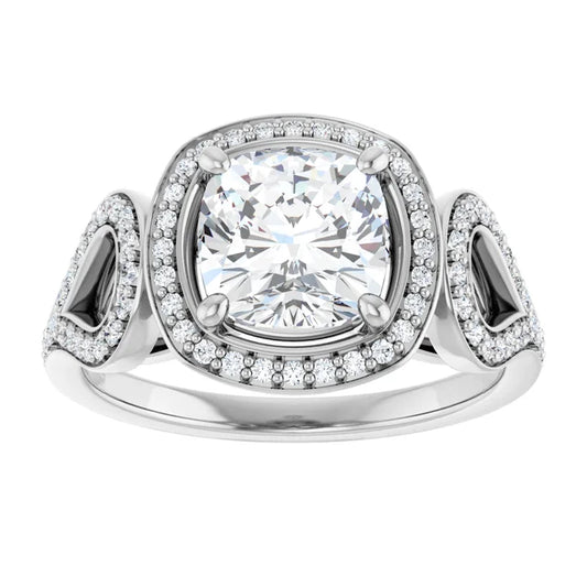 14K White Gold 2.12 CTW Cushion Halo Lab Grown Diamond Engagement Ring- Paul's Jewelers Milwaukee