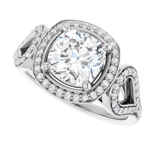 14K White Gold 2.12 CTW Cushion Halo Lab Grown Diamond Engagement Ring- Paul's Jewelers Milwaukee