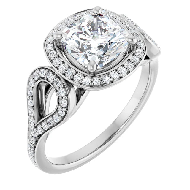 14K White Gold 2.12 CTW Cushion Halo Lab Grown Diamond Engagement Ring- Paul's Jewelers Milwaukee