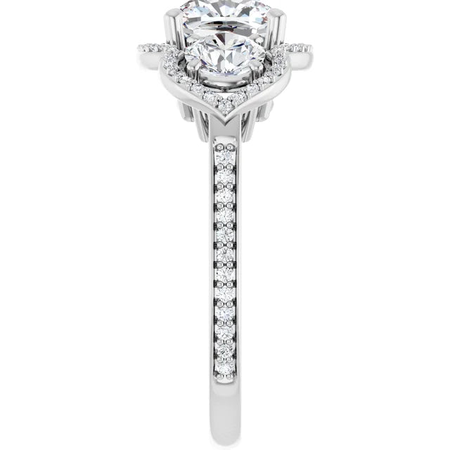 14K White Gold 2.59 CTW Cushion-Cut Lab Grown Diamond Three Stone Engagement Ring- Paul's Jewelers Milwaukee
