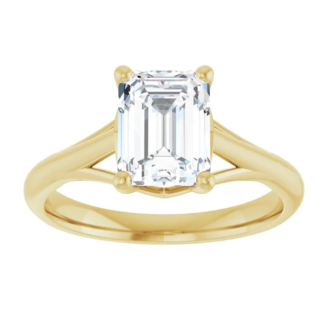 14K White Gold 1.02 CTW Emerald Solitaire Lab Grown Diamond Engagement Ring