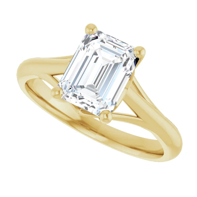 14K White Gold 1.02 CTW Emerald Solitaire Lab Grown Diamond Engagement Ring